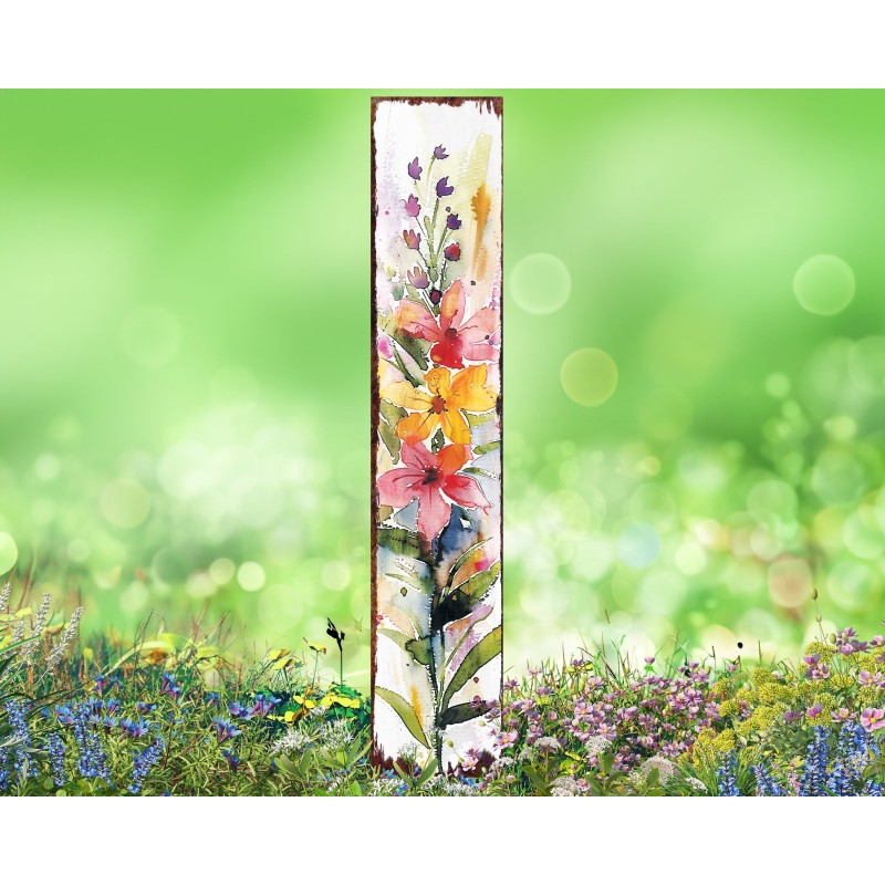 42in Garden Stake Watercolor Decor