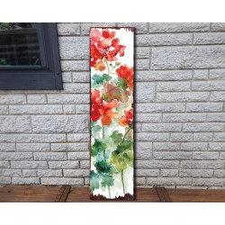 36in Red Geraniums Wooden Garden Stake