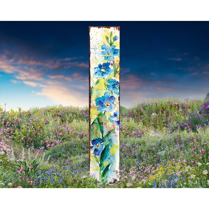 42in Blue Flowers  Garden Stake