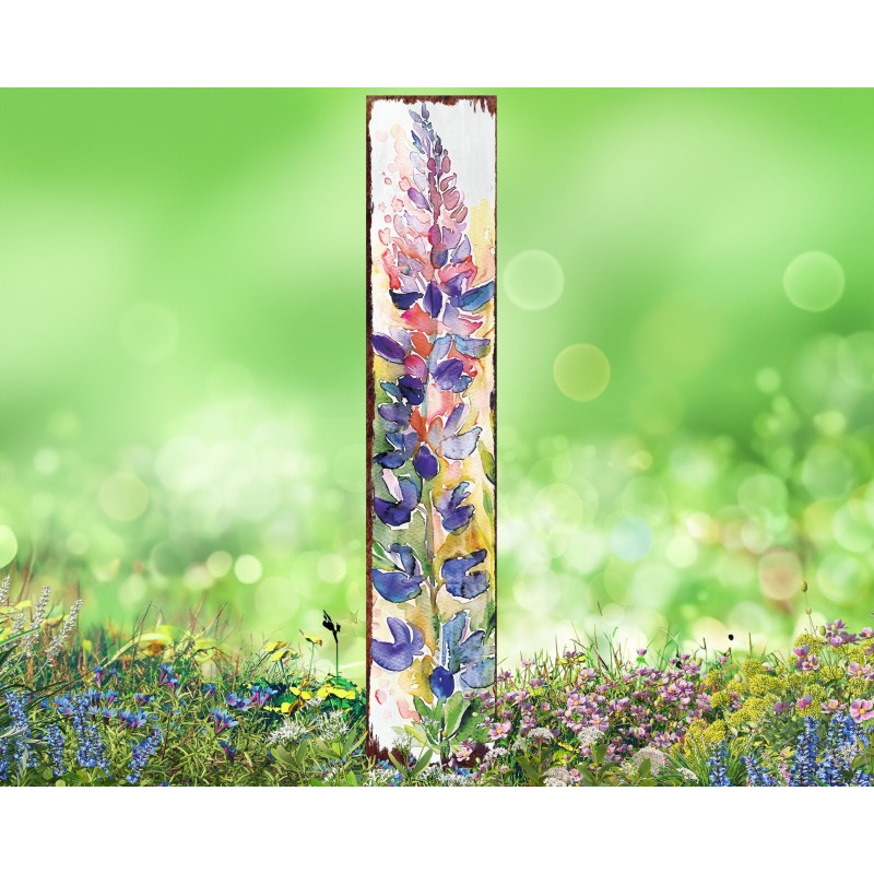 42in Watercolor Lupine Floral Garden Stake