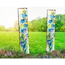 42in Blue Flowers  Garden Stake