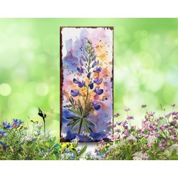 26in Watercolor Lupine Floral Garden Stake