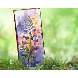 26in Watercolor Lupine Floral Garden Stake