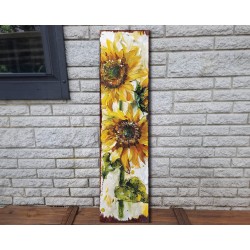 36-inch Sunflower Oil Painting Garden Stake