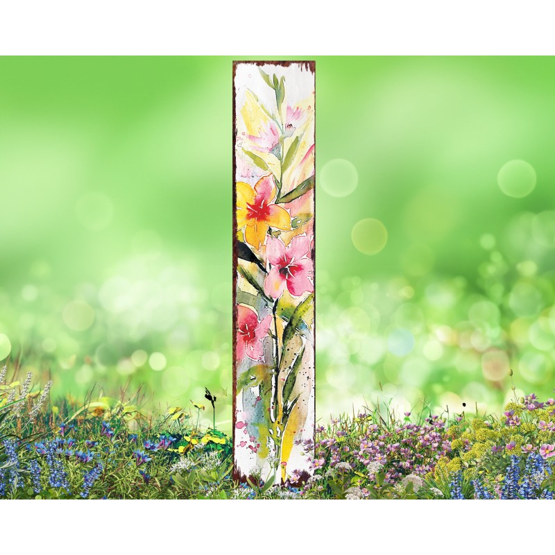 42in Watercolor Floral Decor Garden Stake