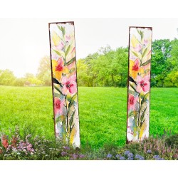 42in Watercolor Floral Decor Garden Stake