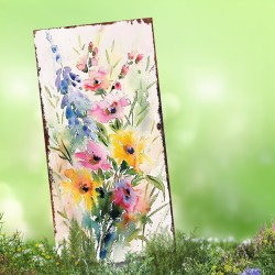 Watercolor Wildflower Garden Stake