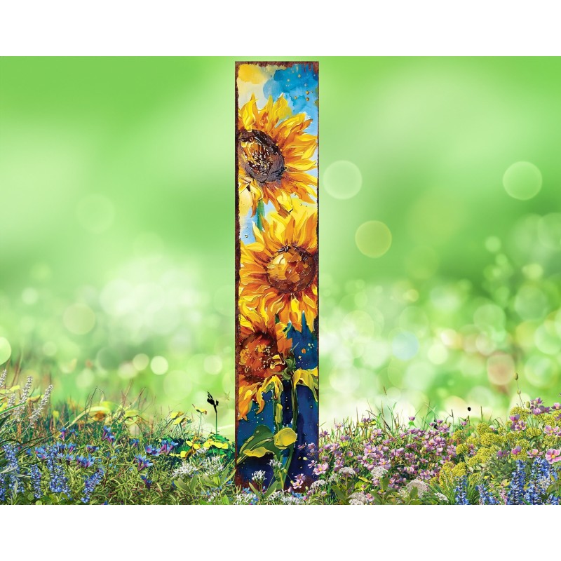 42in Oil Paint Sunflower Garden Stake